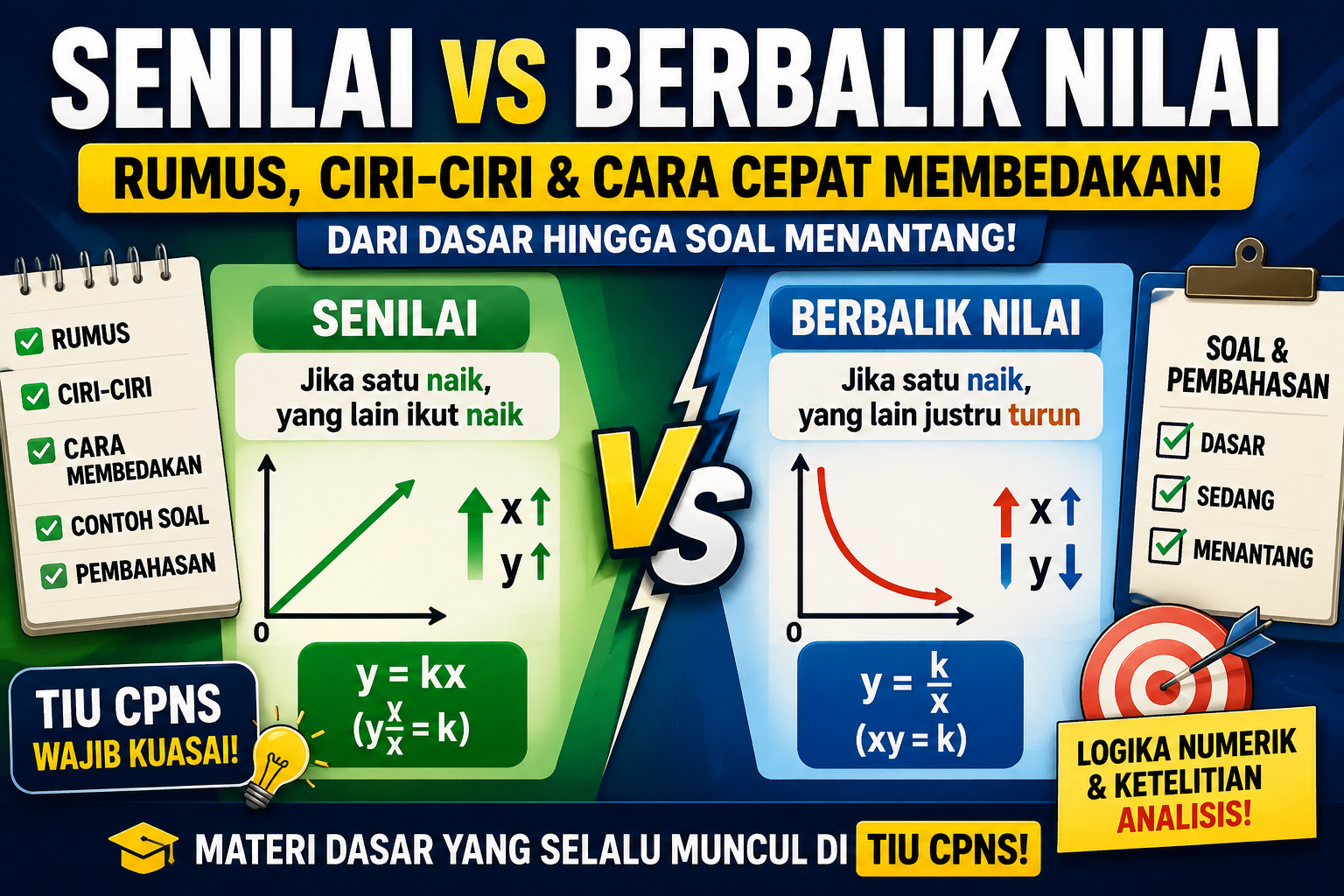 Rumus Lengkap Perbandingan Senilai dan Berbalik Nilai TIU CPNS 2026: Contoh Soal, Pola, dan Pembahasan
